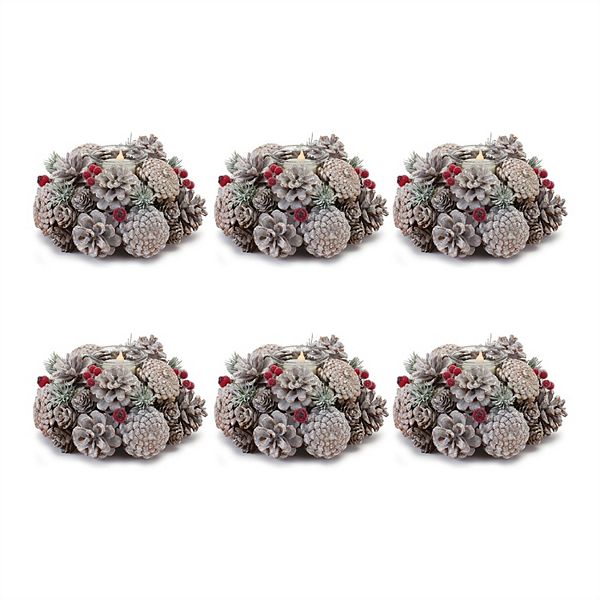Frosted Pine Cone Votive Candle Holder (set Of 6)