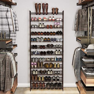 12-Tier Shoe Rack, Stackable 6-Tier Shoe Organizers, 48-60 Pairs of Shoes, Large Capacity