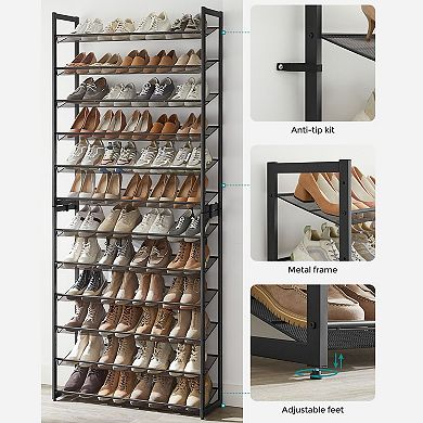 12-Tier Shoe Rack, Stackable 6-Tier Shoe Organizers, 48-60 Pairs of Shoes, Large Capacity