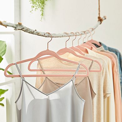 Velvet Hangers 30 Pack, Non Slip Hangers With Rose Gold Color Swivel Hook