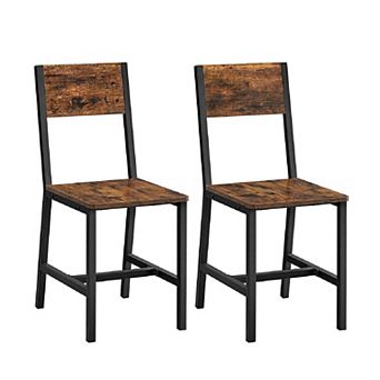 Dining Chair Set Of 2, Accent Chair, Industrial, Steel Frame, For Dining Room, Kitchen, Rustic Brown