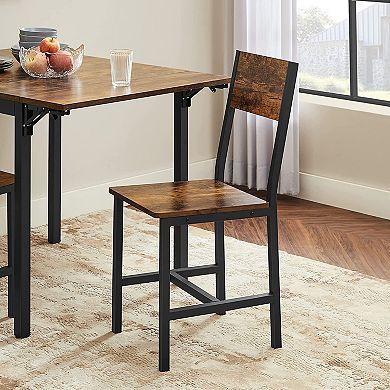 Dining Chair Set Of 2, Accent Chair, Industrial, Steel Frame, For Dining Room, Kitchen, Rustic Brown