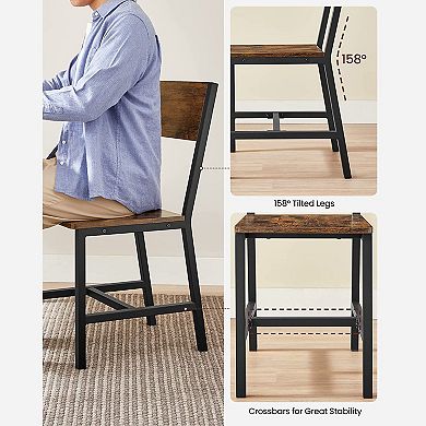 Dining Chair Set Of 2, Accent Chair, Industrial, Steel Frame, For Dining Room, Kitchen, Rustic Brown