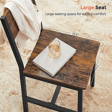 Dining Chair Set Of 2, Accent Chair, Industrial, Steel Frame, For Dining Room, Kitchen, Rustic Brown