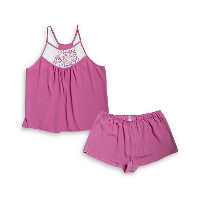 Women's Lilac+London Solid Pajama Cami Top and Pajama Shorts Set