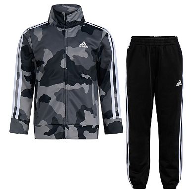 Boys 4-7 adidas Allover Camo Print Zip-Up Jacket & 3-Stripe Pants Set