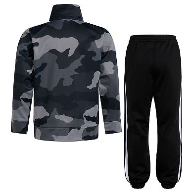 Boys 4-7 adidas Allover Camo Print Zip-Up Jacket & 3-Stripe Pants Set