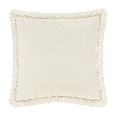 Five Queens Court Cozy Winter White Square Quilted Decorative Throw Pillow