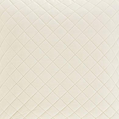 Five Queens Court Cozy Winter White Square Quilted Decorative Throw Pillow