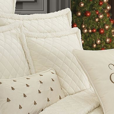 Five Queens Court Cozy Winter White Square Quilted Decorative Throw Pillow