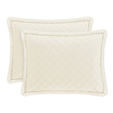 Five Queens Court Cozy 3-Piece Winter White Euro Quilt & Sham Set