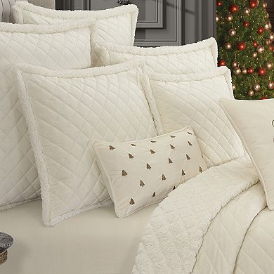 Five Queens Court Cozy 3-Piece Winter White Euro Quilt & Sham Set