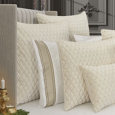 Five Queens Court Gabriel 3-Piece Winter White Euro Quilt & Sham Set