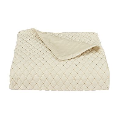 Five Queens Court Gabriel 3-Piece Winter White Euro Quilt & Sham Set