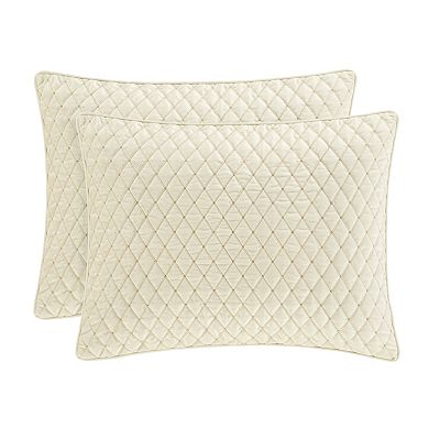 Five Queens Court Gabriel 3-Piece Winter White Euro Quilt & Sham Set