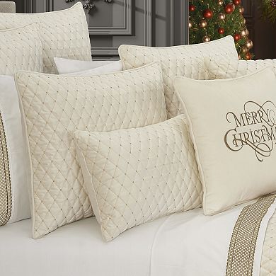 Five Queens Court Gabriel 3-Piece Winter White Euro Quilt & Sham Set