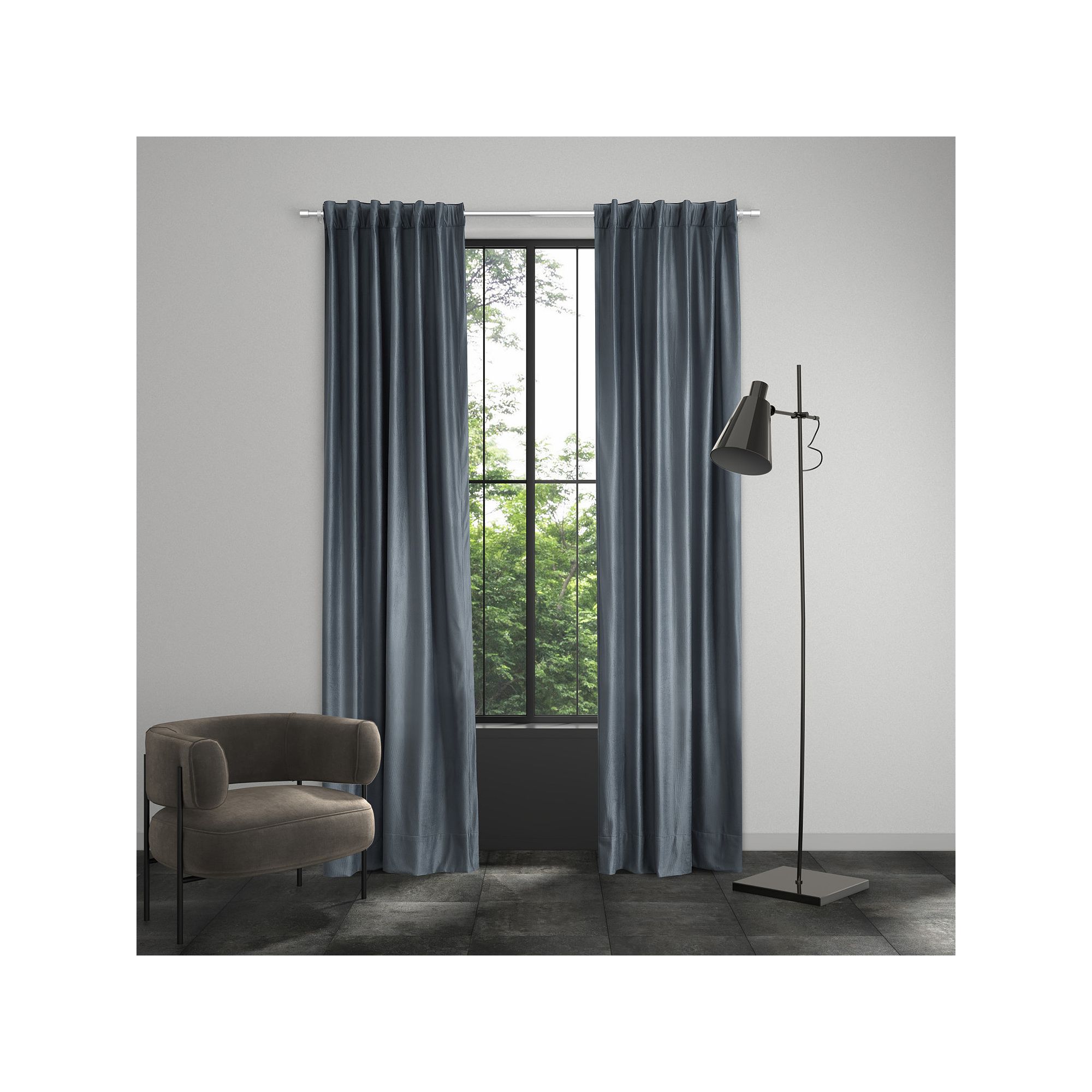 Five Queens Court Valletta Window Panel Pair, Blue