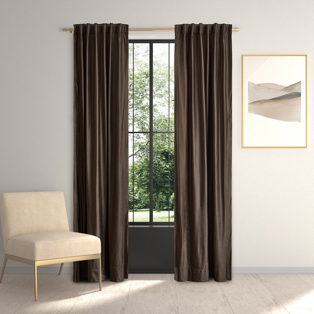 Pairs To Go 118-in Taupe Sheer Rod pocket Curtain panel pair