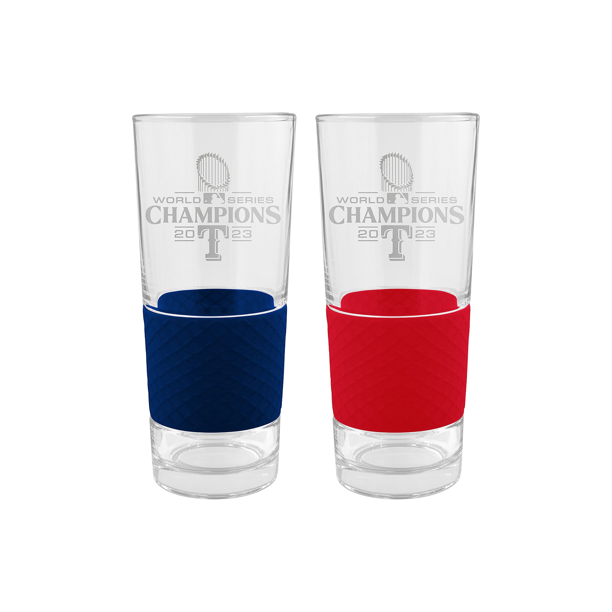 Texas Rangers MLB 2023 World Series Champ Score Pint Glass Set, Blue