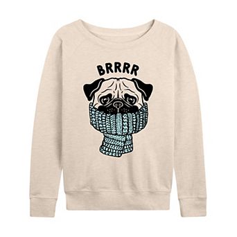 Women's Brrrr Pug Scarf French Terry Long Sleeve Tee