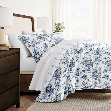 Home Collection Cabbage Rose Stripe All Season Down-Alternative Comforter Set