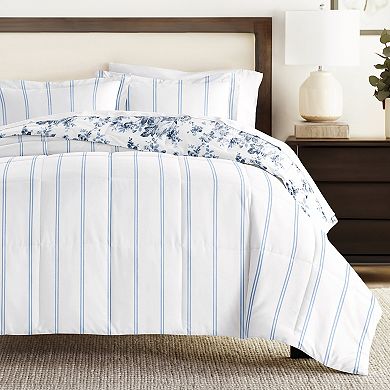 Home Collection Cabbage Rose Stripe All Season Down-Alternative Comforter Set