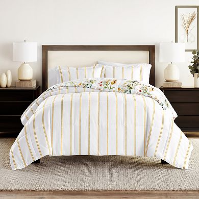 Home Collection Chintz Floral Stripe All Season Down-Alternative Comforter Set