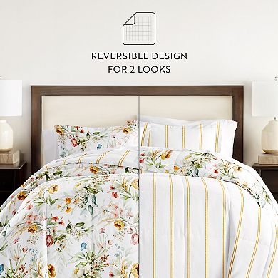 Home Collection Chintz Floral Stripe All Season Down-Alternative Comforter Set