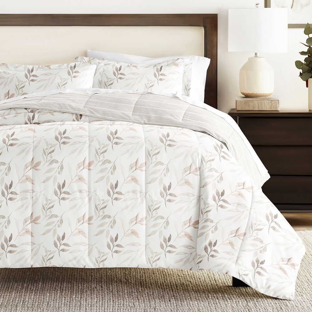 Home Collection Foliage Stripe All Season Down-Alternative Comforter Set (King/CK)