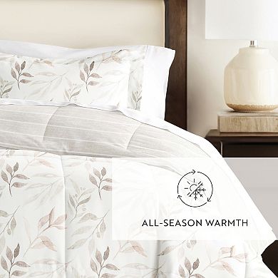 Home Collection Foliage Stripe All Season Down-Alternative Comforter Set