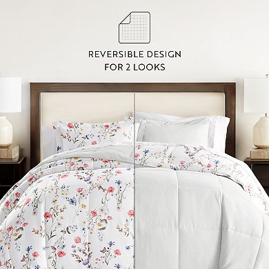 Home Collection Meadow Floral Stripe All Season Down-Alternative Comforter Set