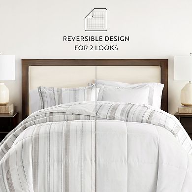 Home Collection Vertical Stripe All Season Down-Alternative Comforter Set
