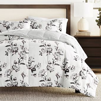 Home Collection Vintage Magnolia Stripe All Season Down-Alternative Reversible Comforter Set