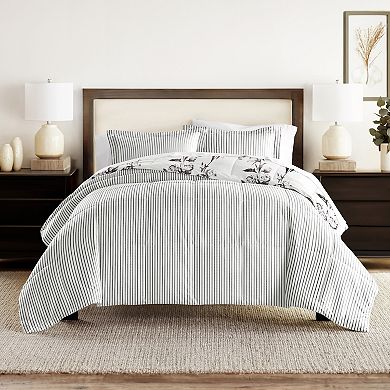 Home Collection Vintage Magnolia Stripe All Season Down-Alternative Reversible Comforter Set