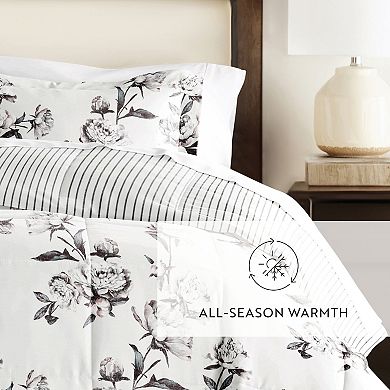 Home Collection Vintage Magnolia Stripe All Season Down-Alternative Reversible Comforter Set