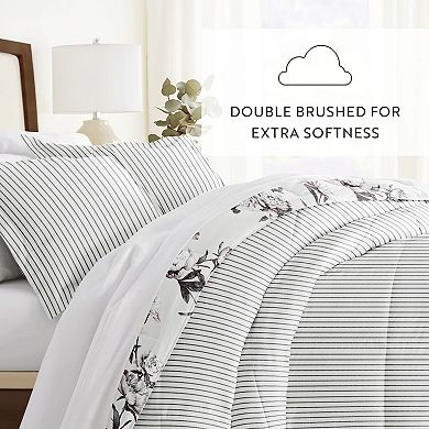 Home Collection Vintage Magnolia Stripe All Season Down-Alternative Reversible Comforter Set