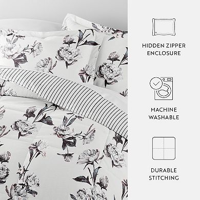 Home Collection Vintage Magnolia Stripe All Season Down-Alternative Reversible Comforter Set