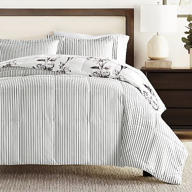 Home Collection Vintage Magnolia Stripe All Season Down-Alternative Reversible Comforter Set