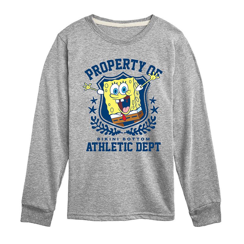 Boys 8-20 SpongeBob Bikini Bottom Athletic Dept. Long Sleeve Graphic Tee, Boy's, Size: Medium, Grey Gray