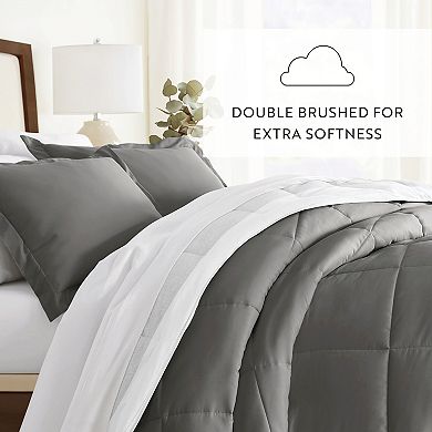 Home Collection Stitched Stripe All Season Down-Alternative Reversible Comforter Set