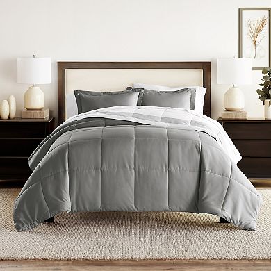 Home Collection Stitched Stripe All Season Down-Alternative Reversible Comforter Set