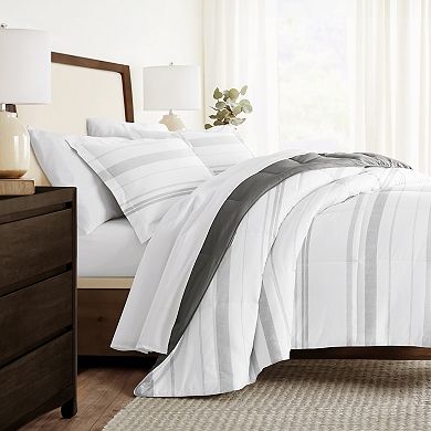 Home Collection Stitched Stripe All Season Down-Alternative Reversible Comforter Set