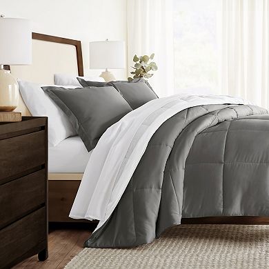 Home Collection Stitched Stripe All Season Down-Alternative Reversible Comforter Set
