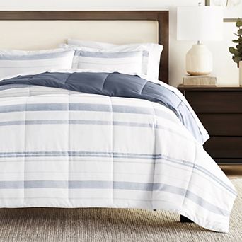 Home Collection Stitched Stripe All Season Down-Alternative Reversible Comforter Set