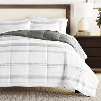 Home Collection Stitched Stripe All Season Down-Alternative Reversible Comforter Set