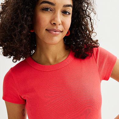 Women's Sonoma Goods For Life Ribbed Shrunken Crewneck T-Shirt