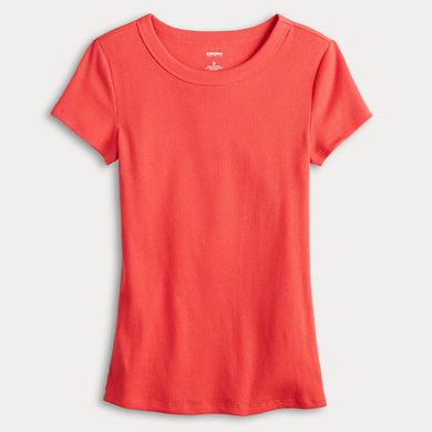 Women's Sonoma Goods For Life Ribbed Shrunken Crewneck T-Shirt