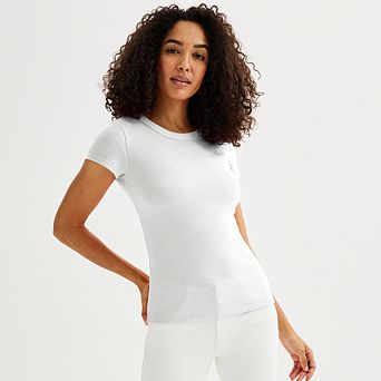 Women's Sonoma Goods For Life® Ribbed Shrunken Crewneck T-Shirt
