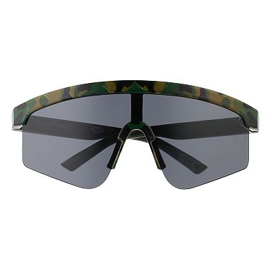 Men's Cali Blue Plastic Shield Rectangle Sunglasses