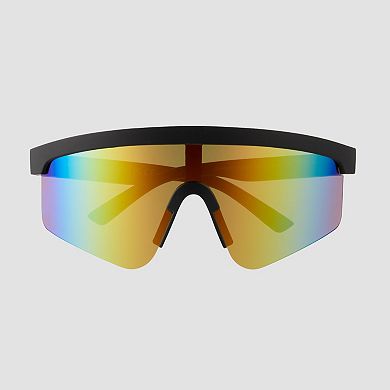 Men's Cali Blue Plastic Shield Rectangle Sunglasses